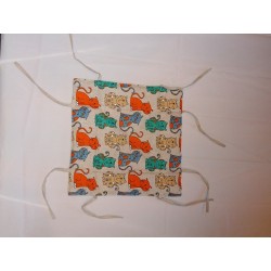 corbeille à pain lin et coton motif chats vert orange