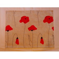 set de table  lin et coton motif coquelicots