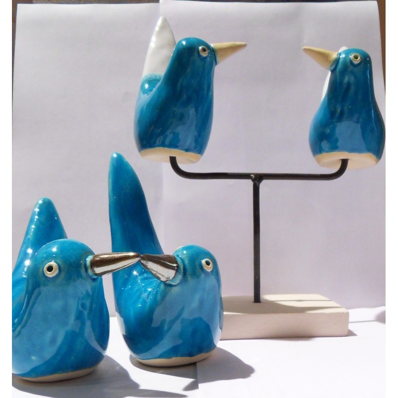 Oiseau céramique Edith sur socle Oiseau céramique Edith sur socle