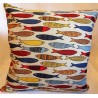 Housse coussin motifs sardines 55% lin 45% coton