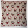 Housse coussin motifs chouettes 55% lin 45% coton