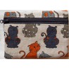 Trousse motifs chats colorés 55% lin 45% coton