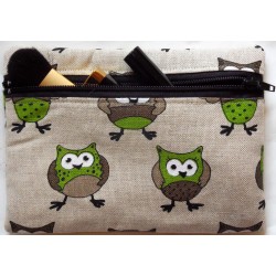 Trousse motifs chouettes 55% lin 45% coton