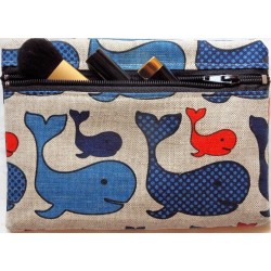 Trousse motifs chats de dos 55% lin 45% coton