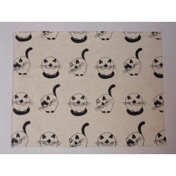 set de table  lin et coton motif chats ronds