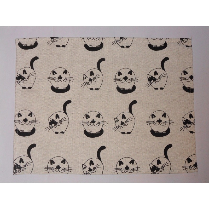 set de table  lin et coton motif chats ronds