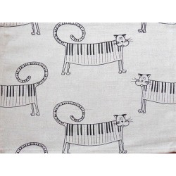 set de table  lin et coton motif chat piano