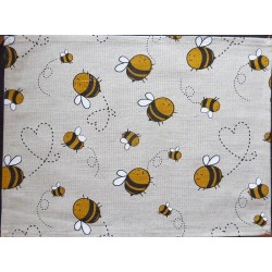 set de table  lin et coton motif abeille