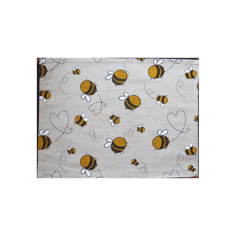 set de table  lin et coton motif abeille