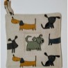 Manique motifs chiens ocre et gris