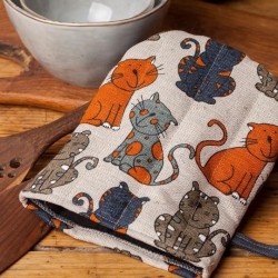 gant pince motif chat gris bleu 