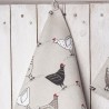 TORCHON 55% LIN 45% COTON MOTIF POULES