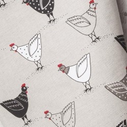 TORCHON 55% LIN 45% COTON MOTIF POULES