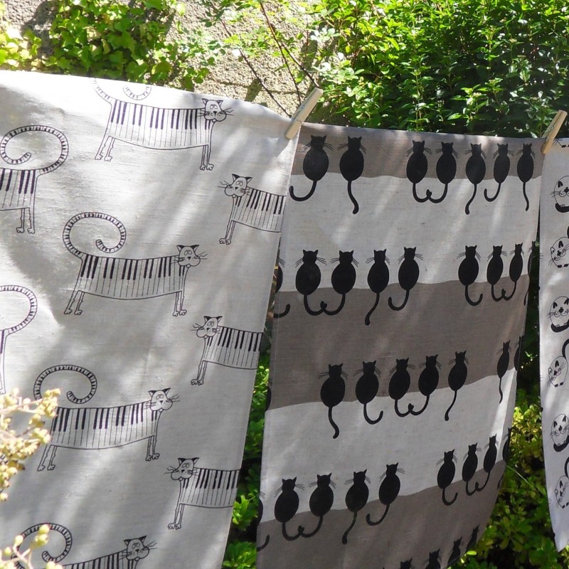 Torchon Imprimé Jacquard Mr Chat Gris 48x70 Cm - Motif Chat Élégant Pour Cuisine