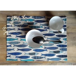 set de table lin et coton motif sardines