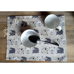 set de table lin et coton motif moutons