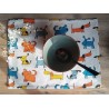 set de table lin et coton motif chiens colorés