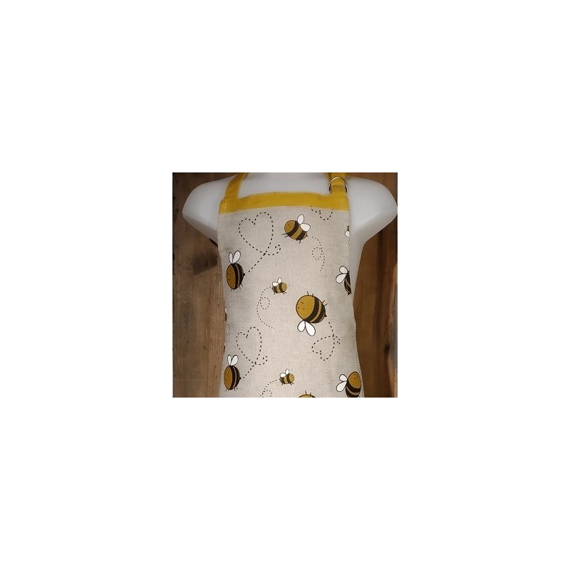 Tablier enfant lin et coton motif abeilles