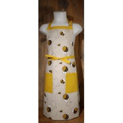 Tablier enfant lin et coton motif abeilles