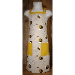 Tablier enfant lin et coton motif abeilles