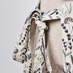 Tablier lin et coton motifs Lavande